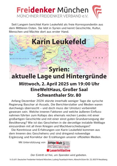 Karin Leukefeld Syrien vor Kartenhintergrund